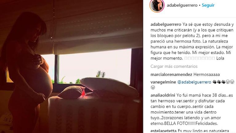 El desnudo total de Adabel Guerrero embarazada
