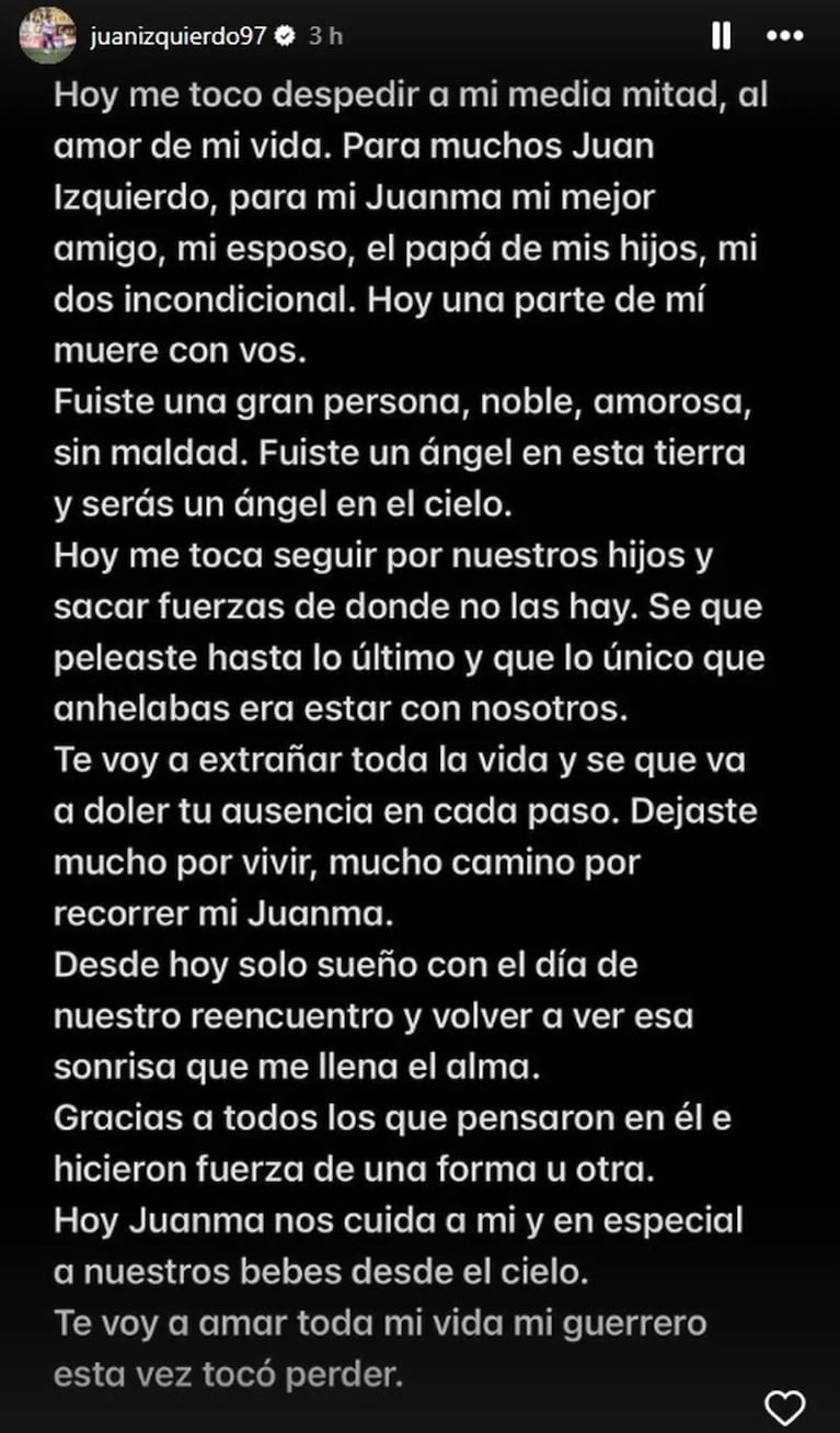 El desolador mensaje de la esposa del futbolista uruguayo Juan Izquierdo