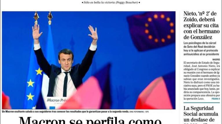 El diario El Mundo también le dio un lugar en la tapa.