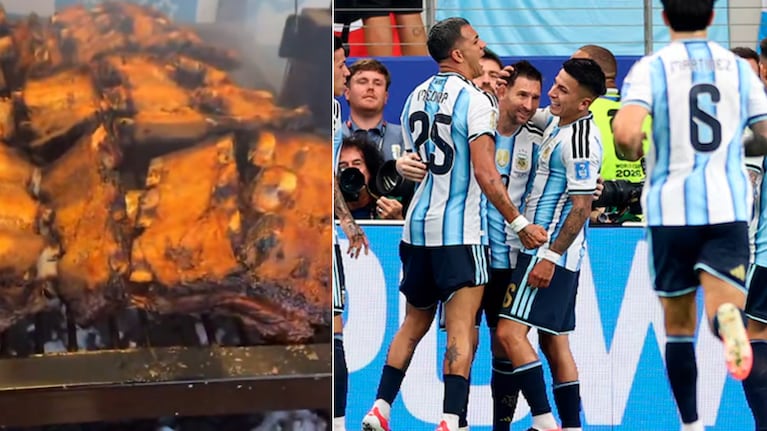 El Dibu Martínez fue el encargado de mostrar el asado de la Scaloneta.