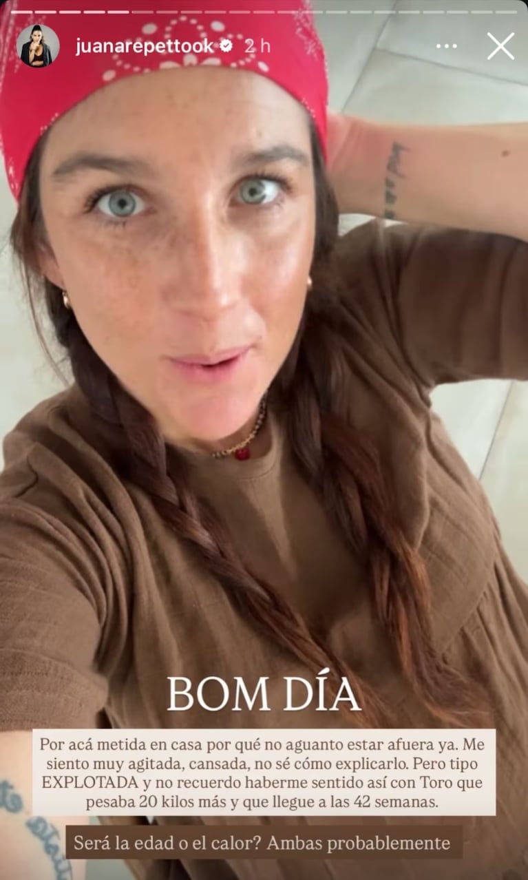 El difícil momento de Juana Repetto a días de dar a luz a su tercer hijo: “Me está costando”