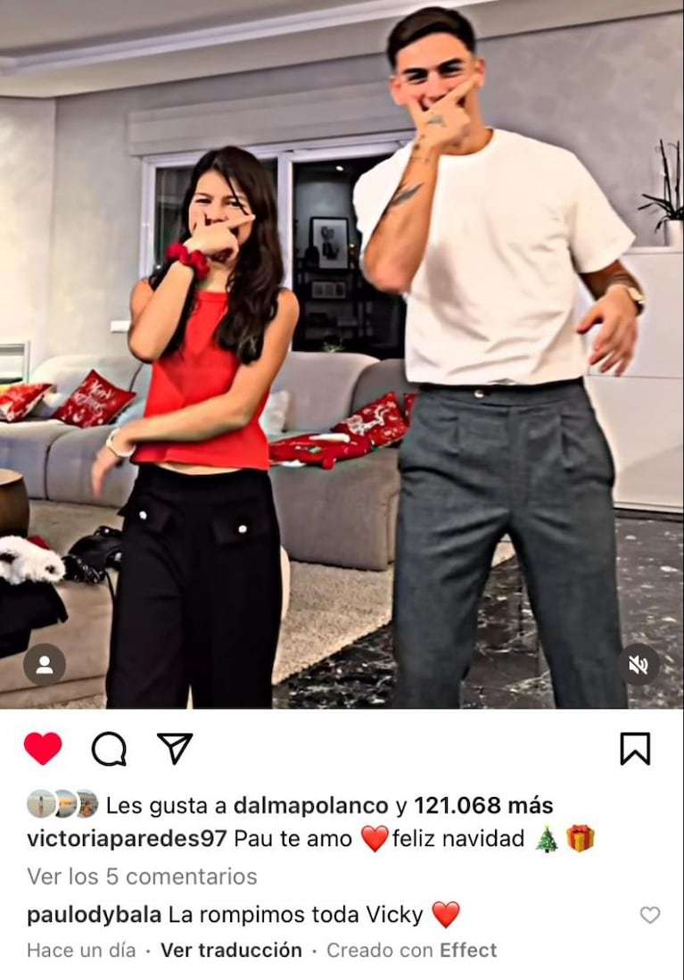 El divertido challenge de Dybala y la hija de Paredes en Navidad