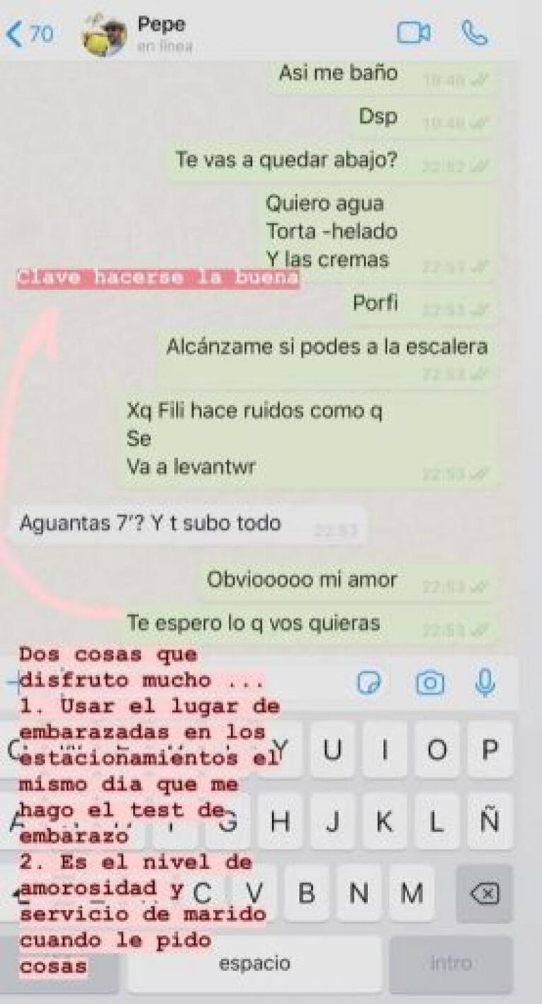 El divertido chat de WhatsApp entre Paula Chaves y Pedro Alfonso