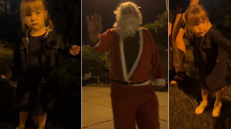 El divertido momento de la nena y Papá Noel.