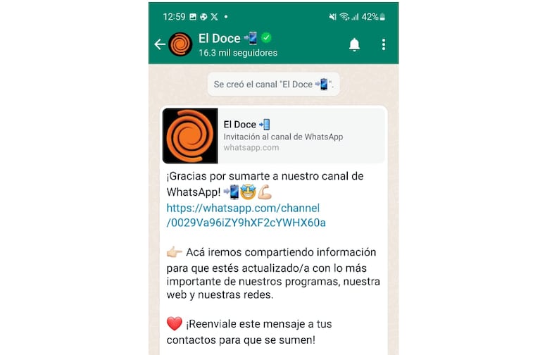 El Doce ya tiene canal de WhatsApp