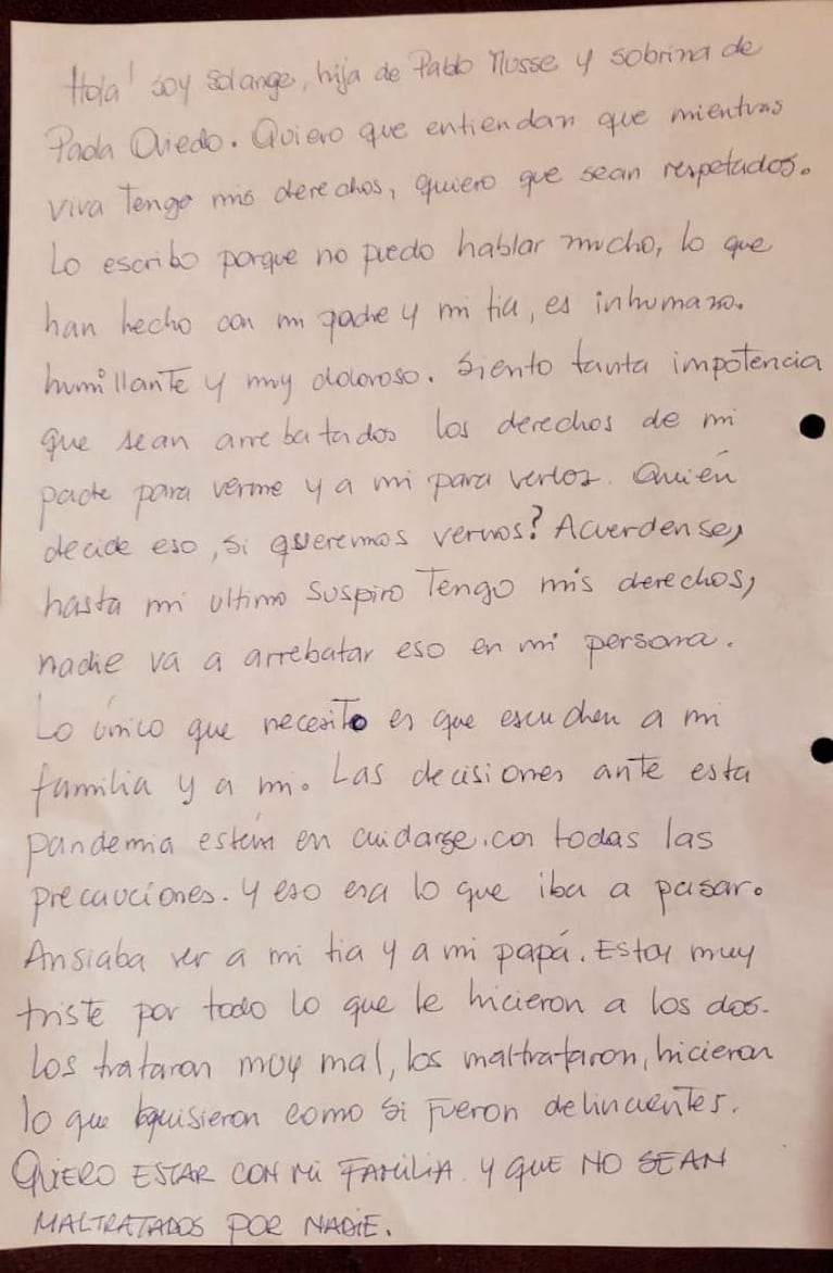 El dolor de la joven con cáncer que no puede ver a su papá: “Mientras viva, tengo mis derechos”