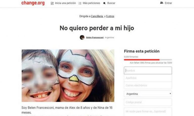 El drama de una madre: pide que no le saquen a su hijo