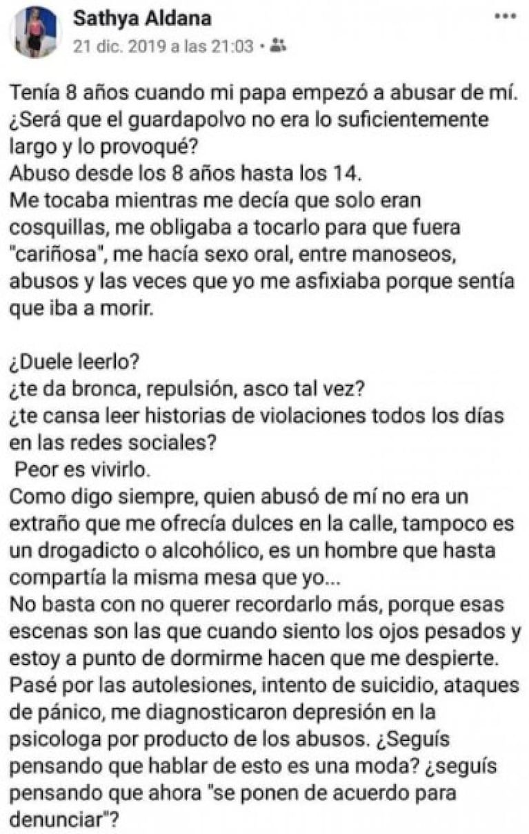 El dramático mensaje de la joven que se suicidó tras denunciar que su padre la violaba