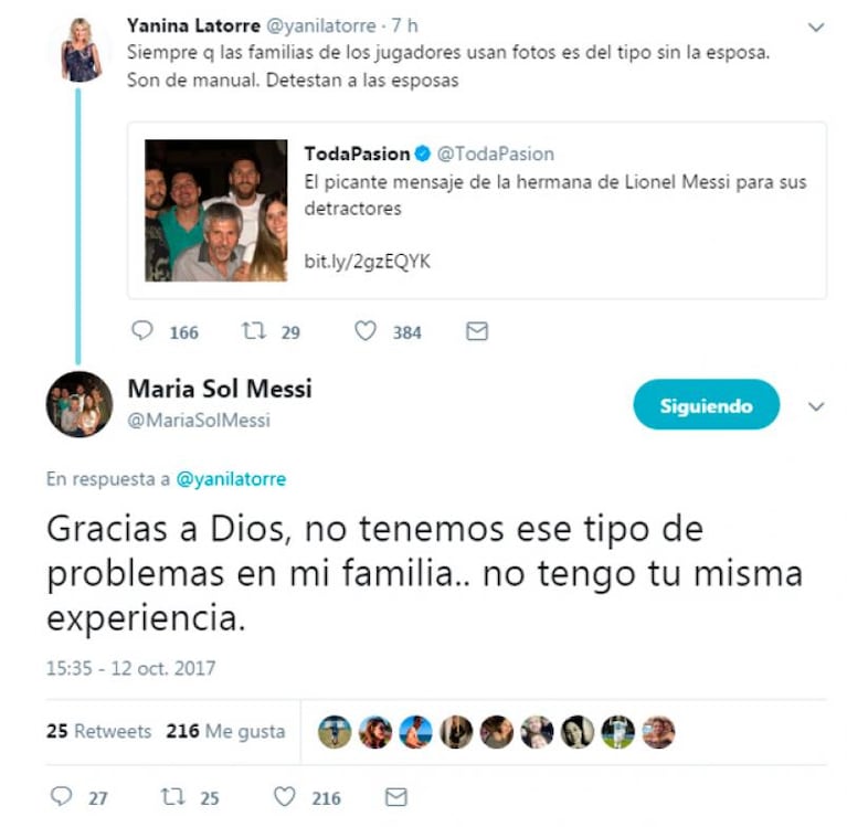 El durísimo mensaje de la hermana de Messi... ¡a Yanina Latorre!