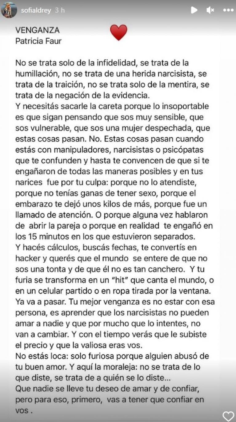 El duro descargo de Sofía Aldrey contra Fede Bal: "Patológico y manipulador"