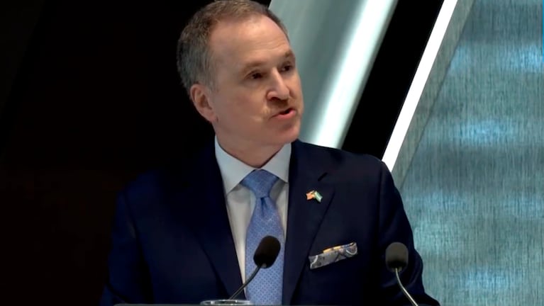 El embajador de Estados Unidos en Argentina, Peter Lamelas, durante el evento organizado por AmCham en Nueva York.