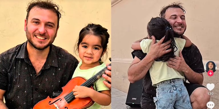 El emocionante abrazo entre el violinista y la nena del viral.