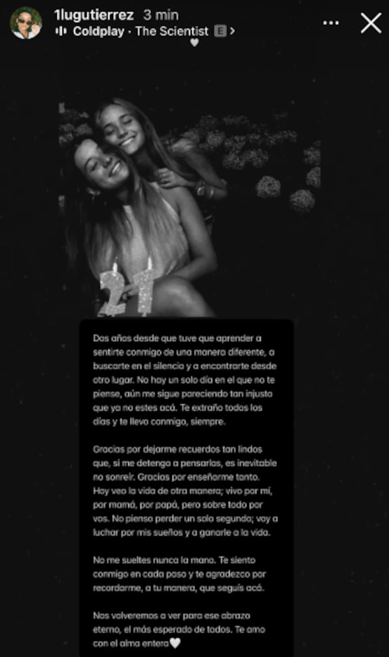 El emotivo mensaje de la hermana de Catalina Gutiérrez a dos años del femicidio