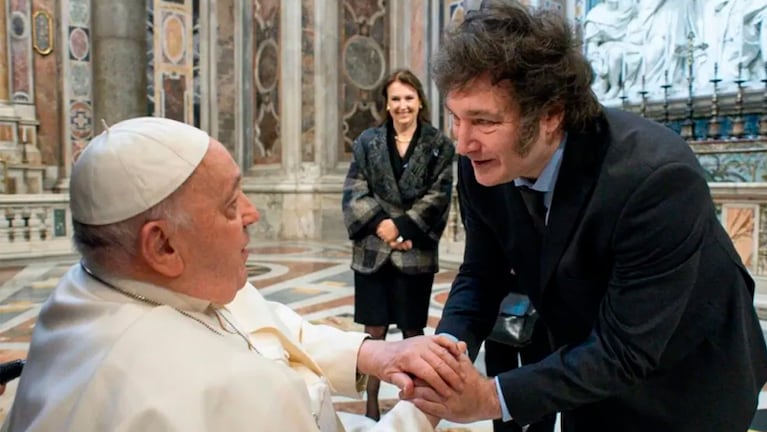 El encuentro del papa Francisco con Milei en el Vaticano.