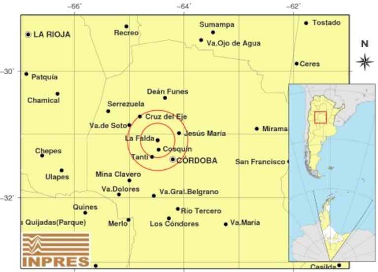 El epicentro del sismo se ubicó en La Falda.