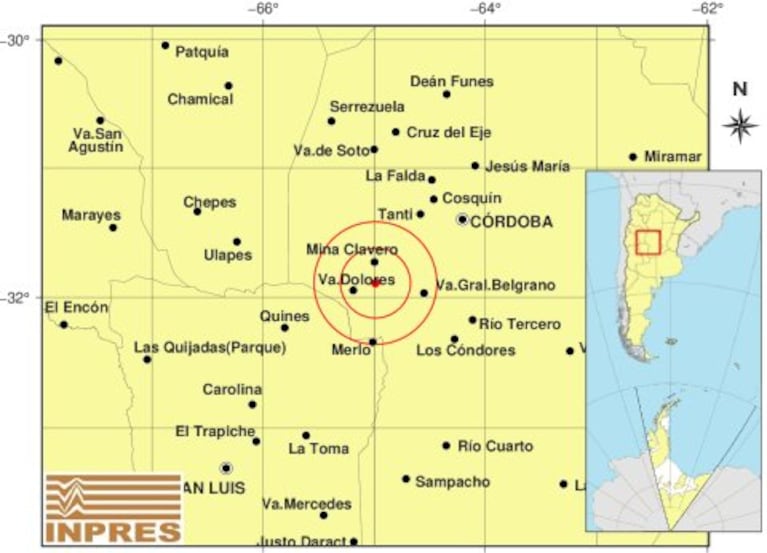 El epicentro del temblor.