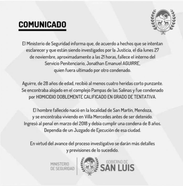 El femicida de Marisol Reartes y su hija mató a cuchillazos a un preso en la cárcel