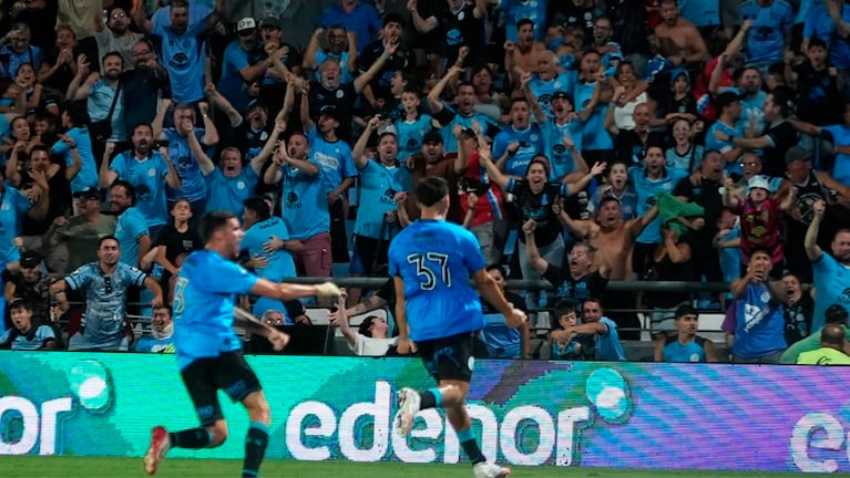 El festejo de Gutiérrez tras el gol del empate en Belgrano.