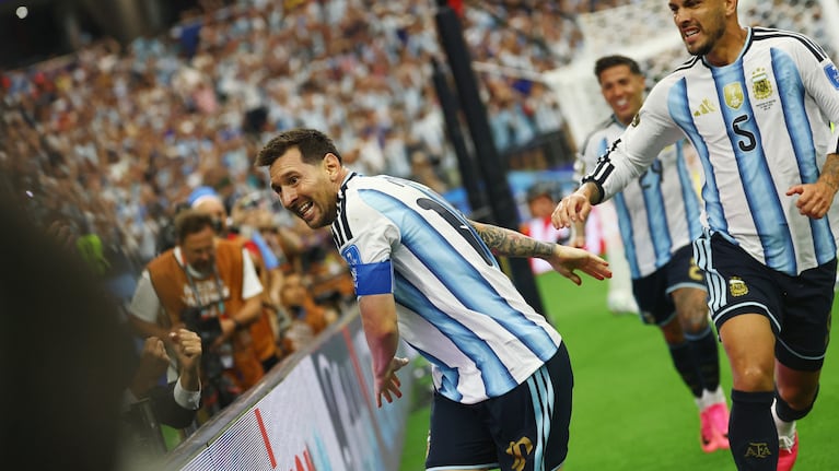 El festejo de Messi en el segundo gol ante Austria.