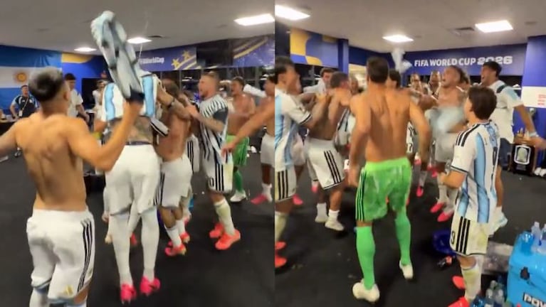 El festejo descontrolado de Argentina en el vestuario.