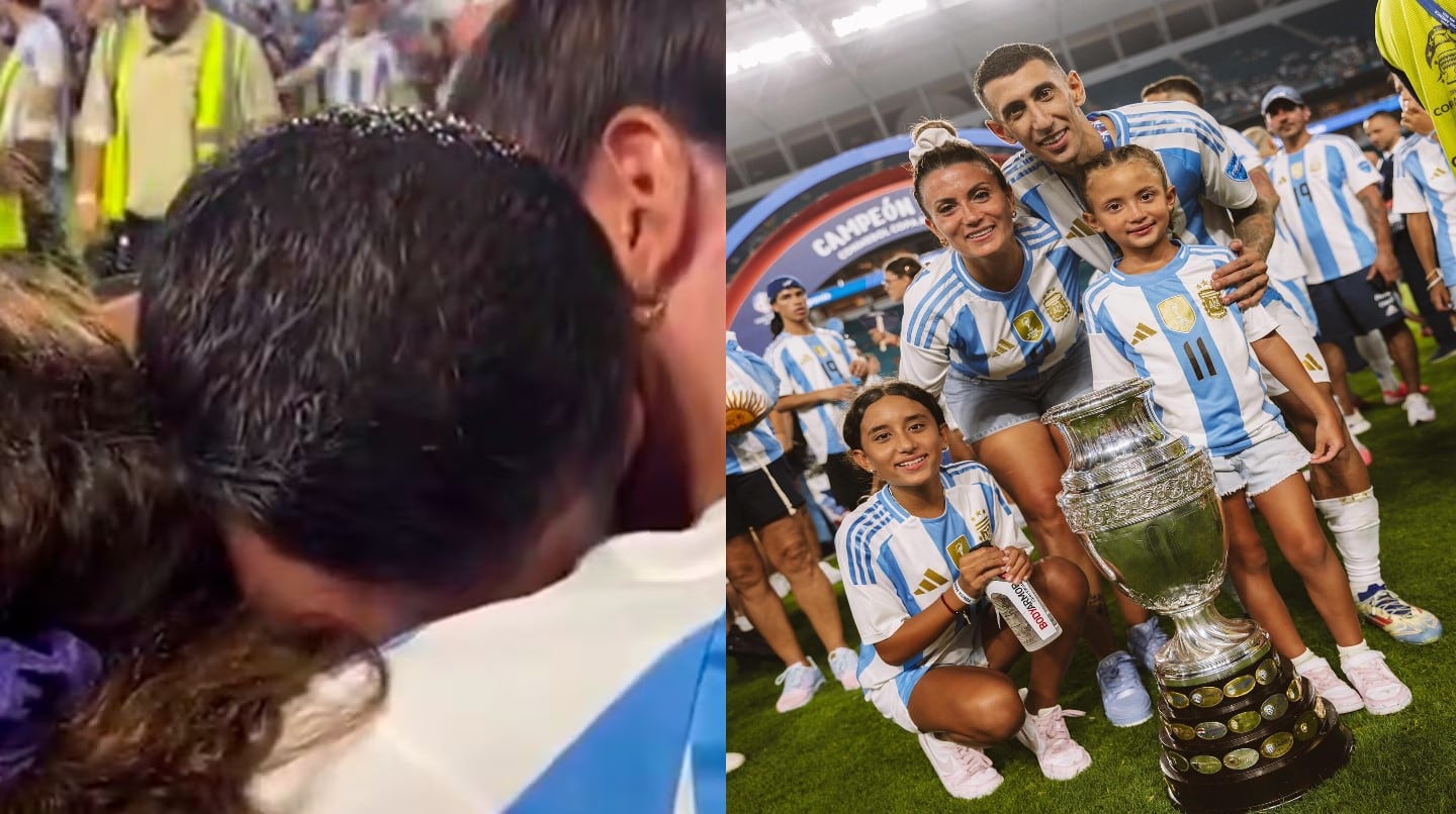 El Fideo y su familia después de la final de la Copa América.