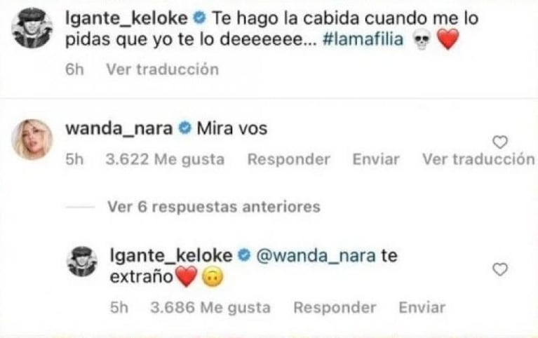 El fogoso ida y vuelta entre L-Gante y Wanda Nara: indirectas y fuertes declaraciones