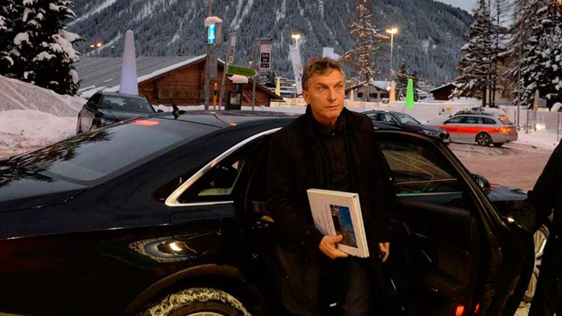 El frío suizo recibió a Mauricio Macri en Davos. 