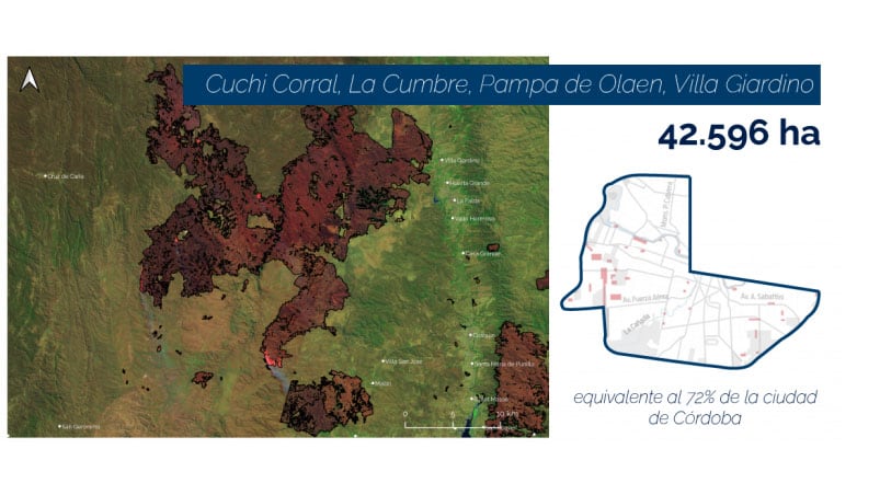 El fuego arrasó gran parte de las sierras de Córdoba. 