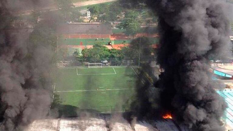 El fuego destruyó la zona de la pensión del club Flamengo.