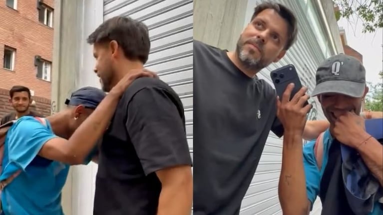 El gesto de Nico Sattler con un artista callejero.