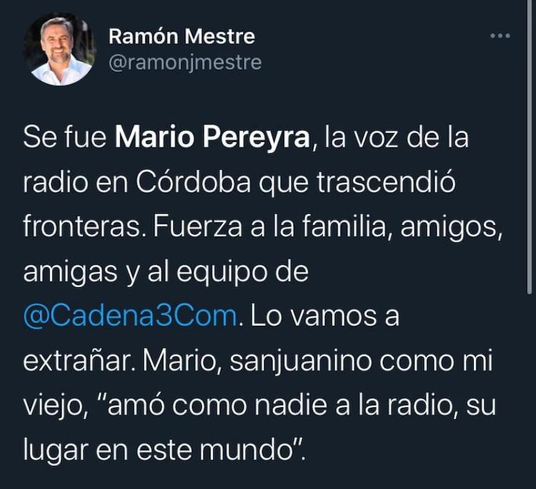 El gobernador Schiaretti despidió a Mario Pereyra: el mensaje de los políticos