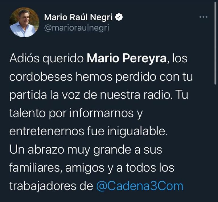 El gobernador Schiaretti despidió a Mario Pereyra: el mensaje de los políticos