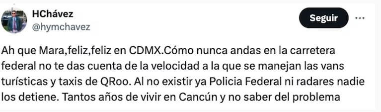 El hecho ocurrió a las 13.30 del domingo en la autopista que une Tulum y Puerto Aventuras.