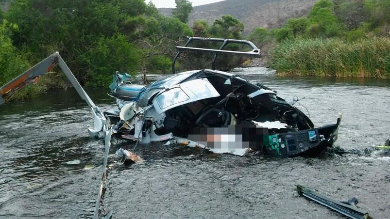 El helicóptero, destrozado: así encontraron los cadáveres.