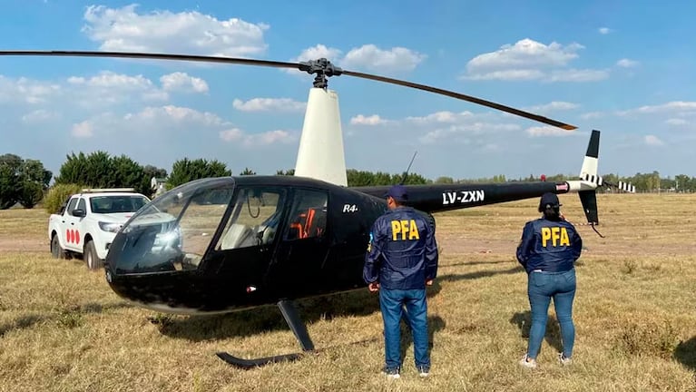 El helicóptero en el que se iba a fugar Esteban Lindor Alvarado.