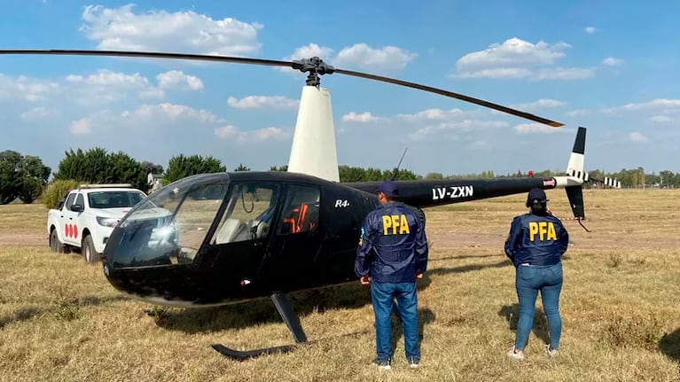 El helicóptero en el que se iba a fugar Esteban Lindor Alvarado.