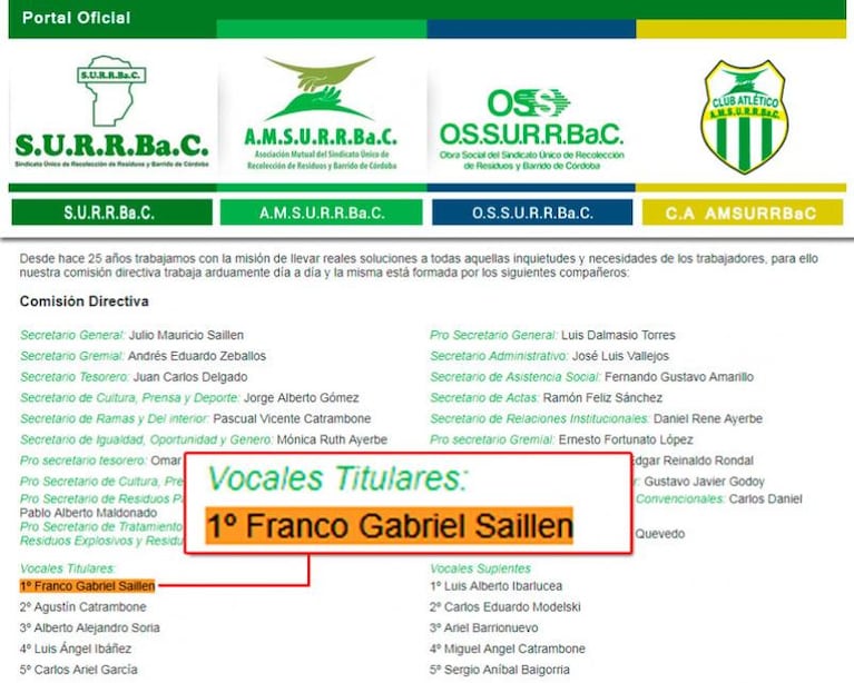 El hijo del detenido Saillén, vocal del Surrbac y candidato de Alberto Fernández