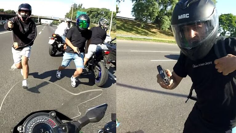 El hombre fue emboscado y en segundos le robaron la moto.