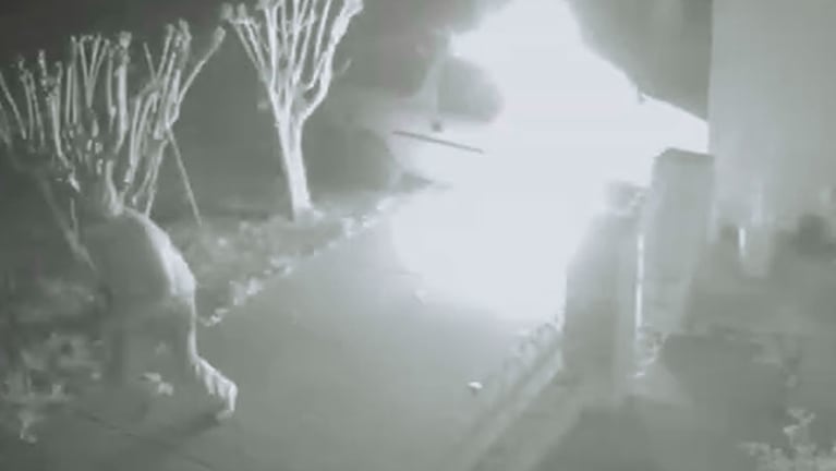 El hombre roció el auto con un combustible y lo incendió. (Captura video Infoeccos)
