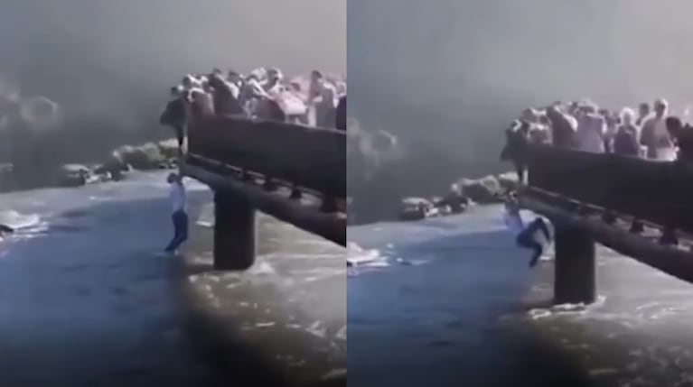 El hombre se metió a las Cataratas del Iguazú para recuperar su celular.