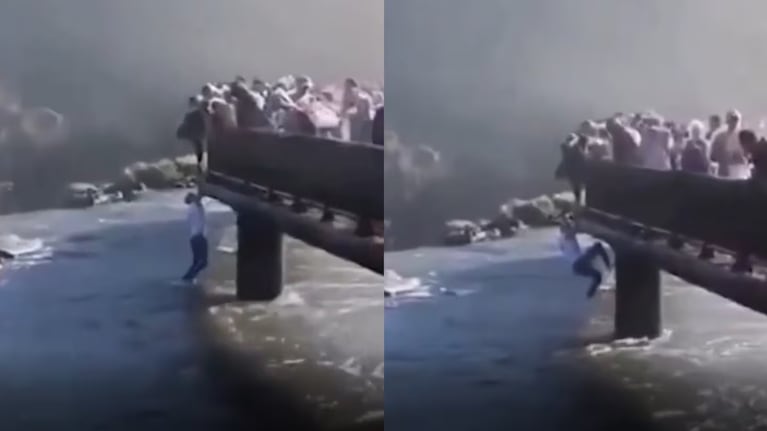 El hombre se metió a las Cataratas del Iguazú para recuperar su celular.