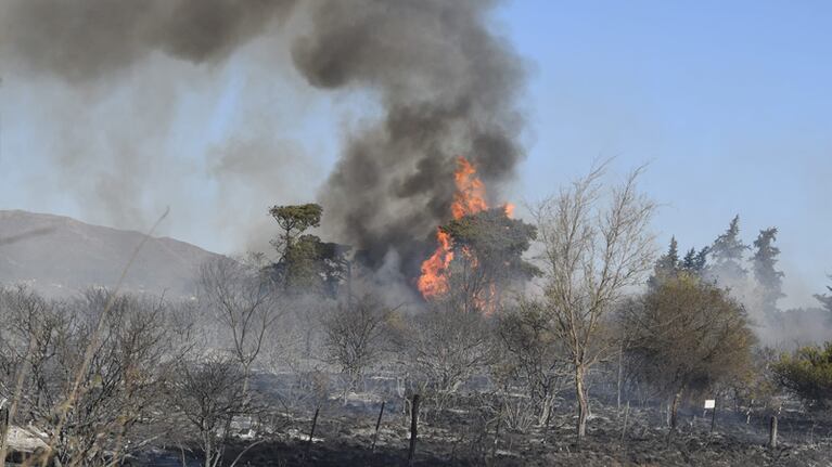 El incendio entre Los Cocos y Punilla.