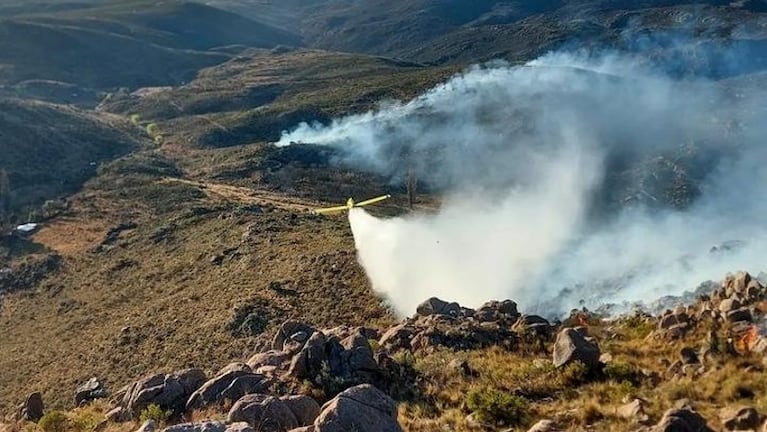 El incendio originado en Ambul, en Traslasierra.