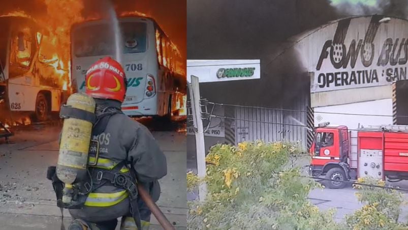 El incendio tuvo lugar en el taller de Fono Bus en barrio Yapeyú.