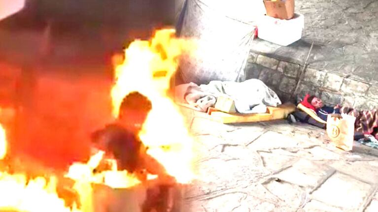 El indigente fue sorprendido durmiendo durante el salvaje ataque.