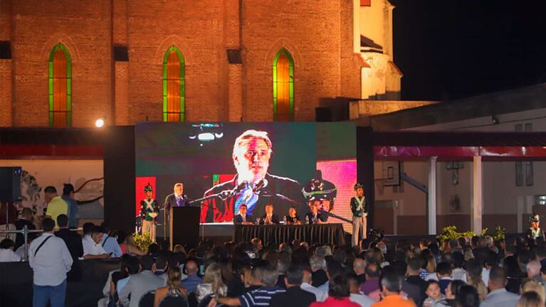 El intendente cometió el furcio en el tramo inicial de su largo discurso.