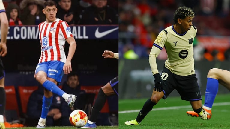 El intenso cruce entre Nahuel Molina y Lamine Yamal.