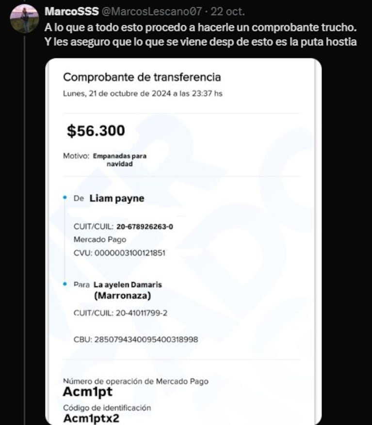 El intento de estafa que se viralizó en X.