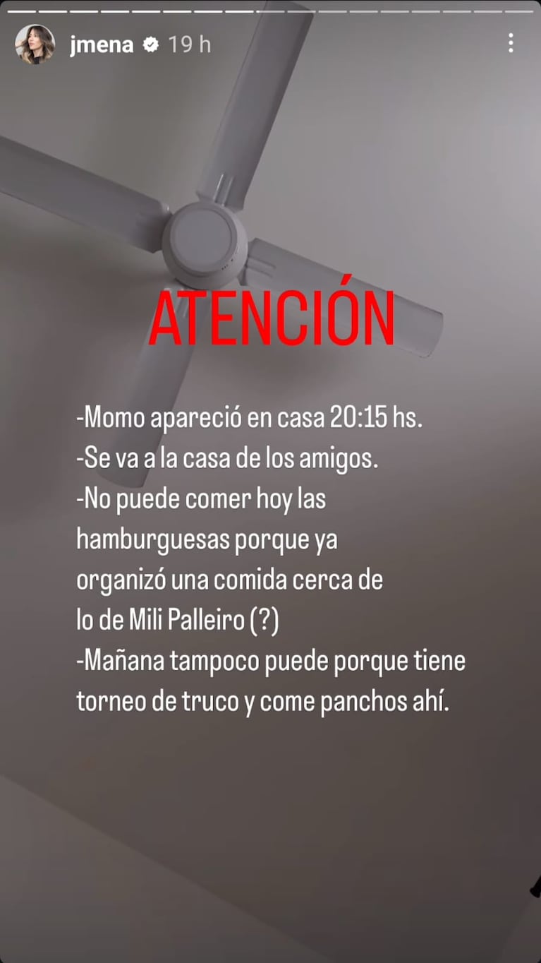 El irónico itinerario con el que Jimena le respondió a Osvaldo. (Foto: captura video de Instagram @jmena) 