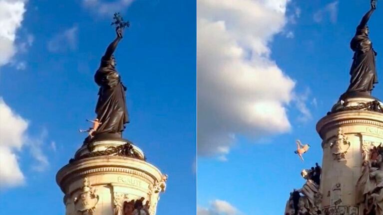 El joven cayó cuando subía a la réplica de la Estatua de la Libertad.